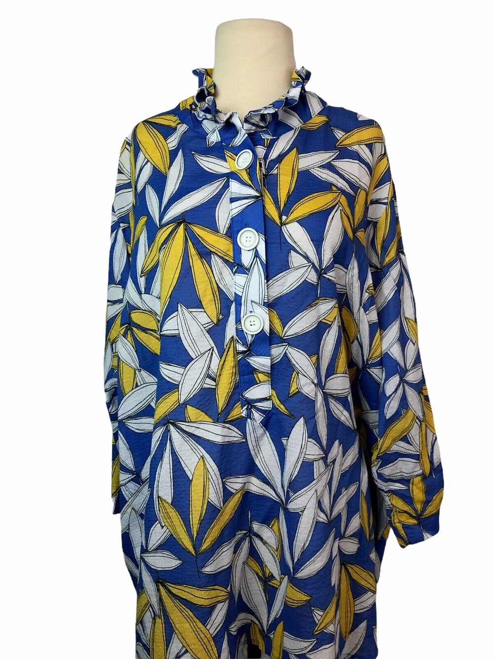 3 Terra SJ Apparel Bright Blue Floral Tunic Wire Collar Fine Clothier